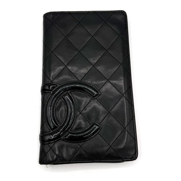 Chanel Cambon Ligne Long Wallet Black Lambskin Pink Series 10 w/ Holo, Auth Card - Picture 3 of 16